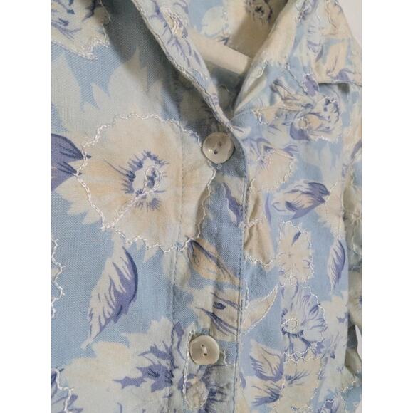 Passports Vintage Floral Hawaiian Floral Print Vacation Short Sleeve Button Up L - Picture 6 of 8